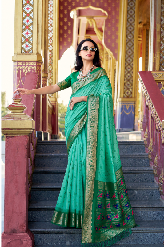 Tusser Handloom Silk Saree with Zari Weaving Border and Patola Weaved - LaVante Fashion