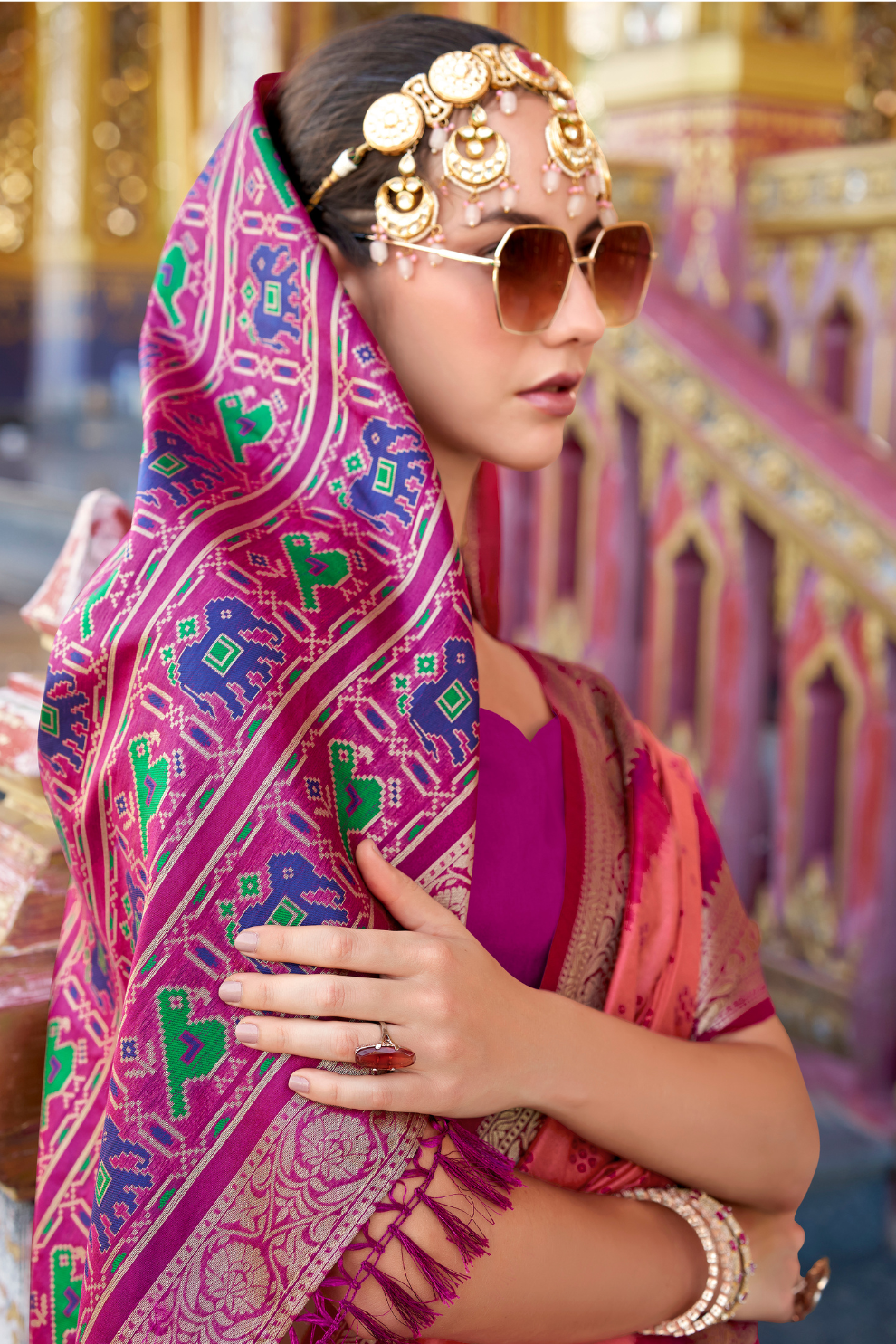 Tusser Handloom Silk Saree with Zari Weaving Border and Patola Weaved - LaVante Fashion
