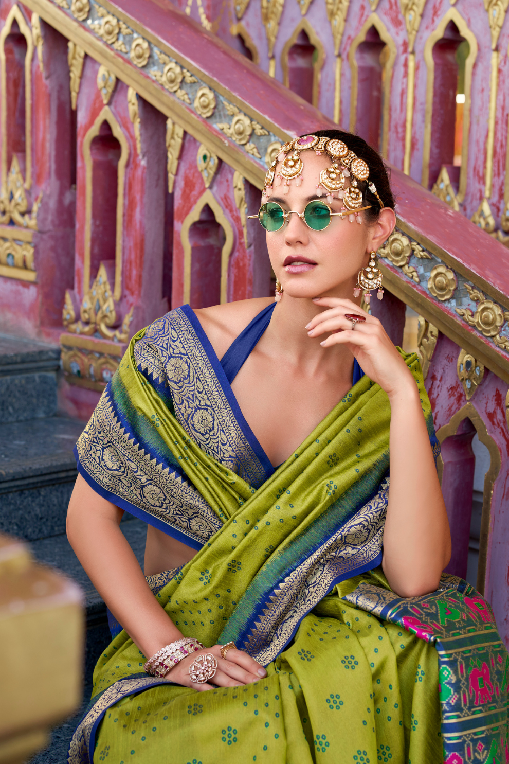Tusser Handloom Silk Saree with Zari Weaving Border and Patola Weaved - LaVante Fashion
