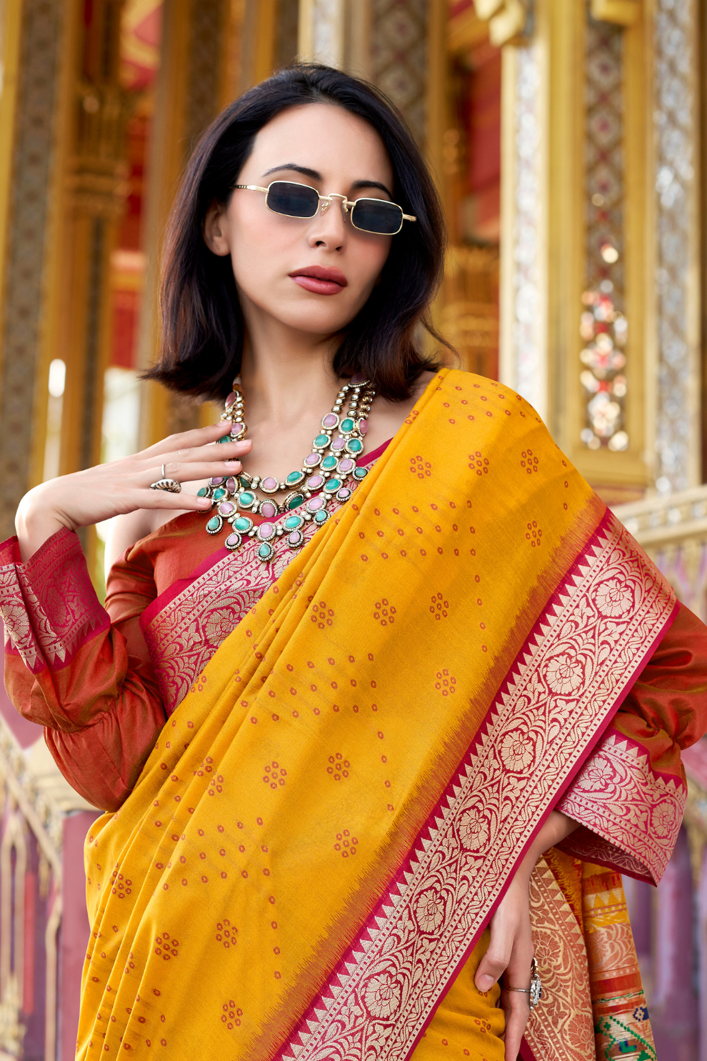 Tusser Handloom Silk Saree with Zari Weaving Border and Patola Weaved - LaVante Fashion