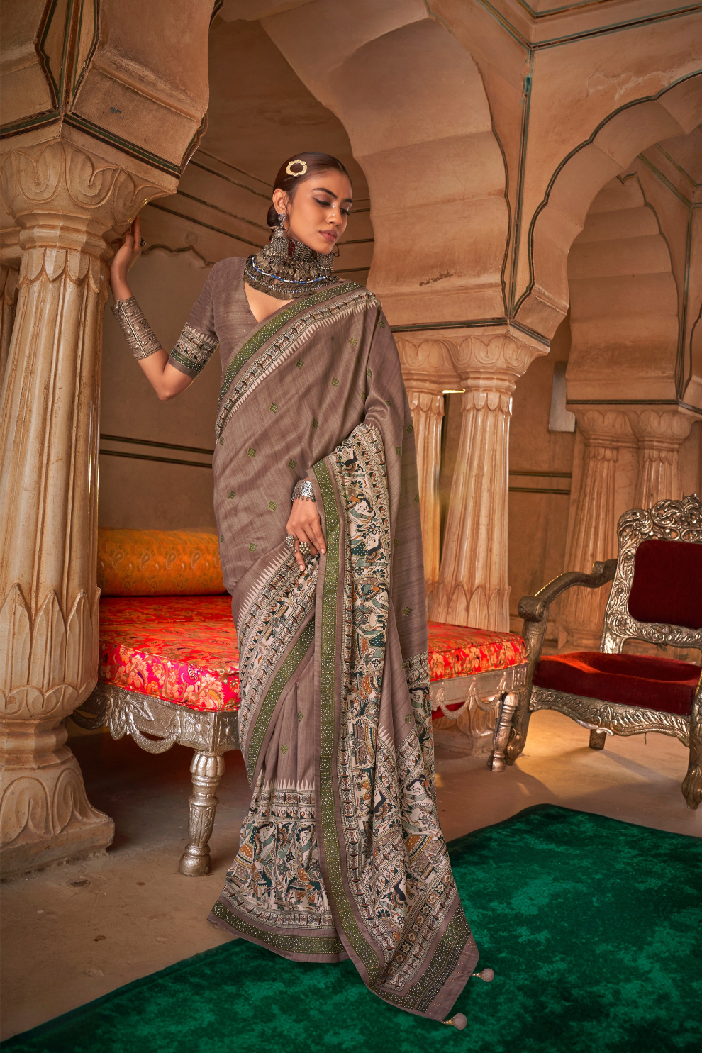 Modern Art-Inspired Digital Print Viscose Silk Saree