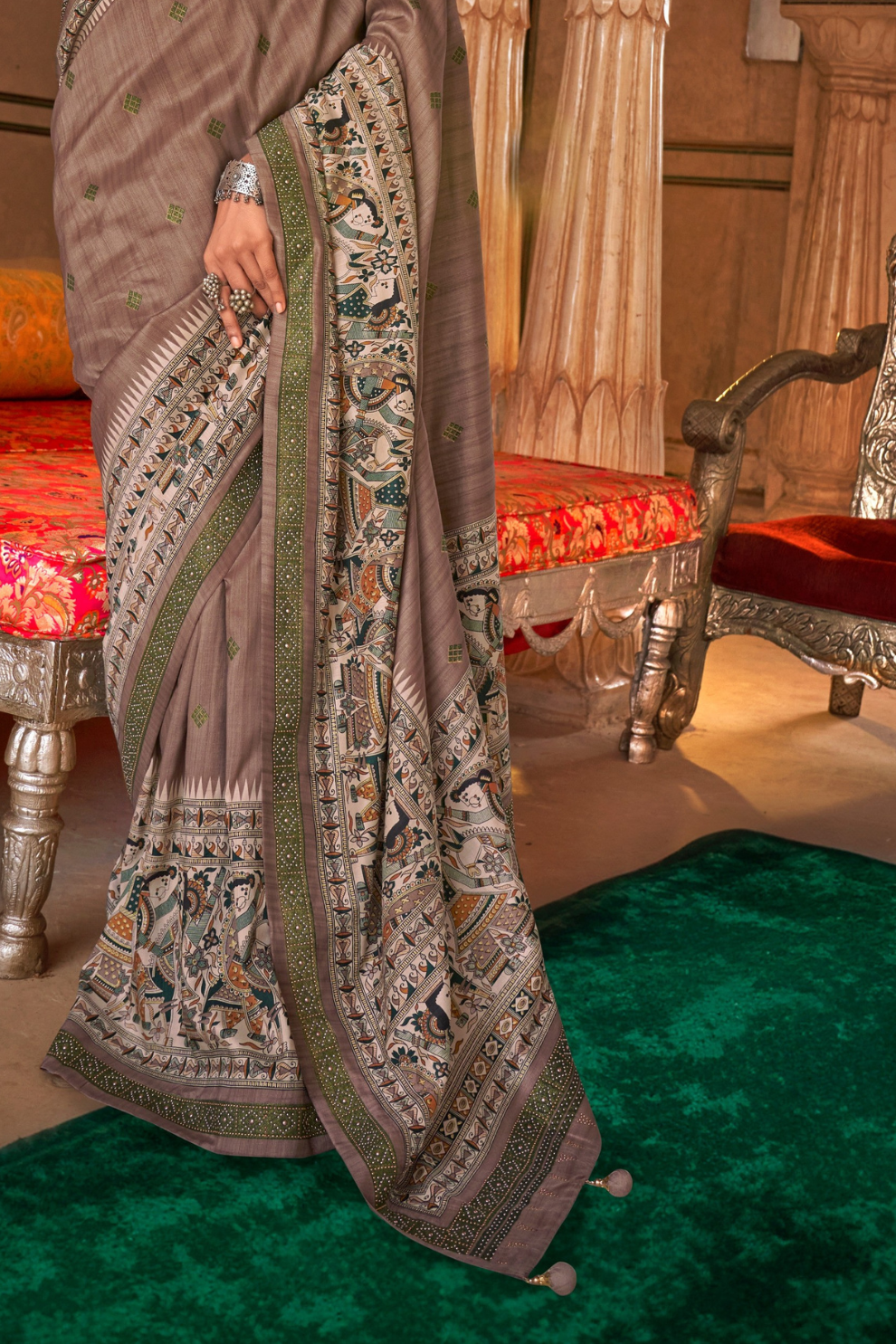 Modern Art-Inspired Digital Print Viscose Silk Saree