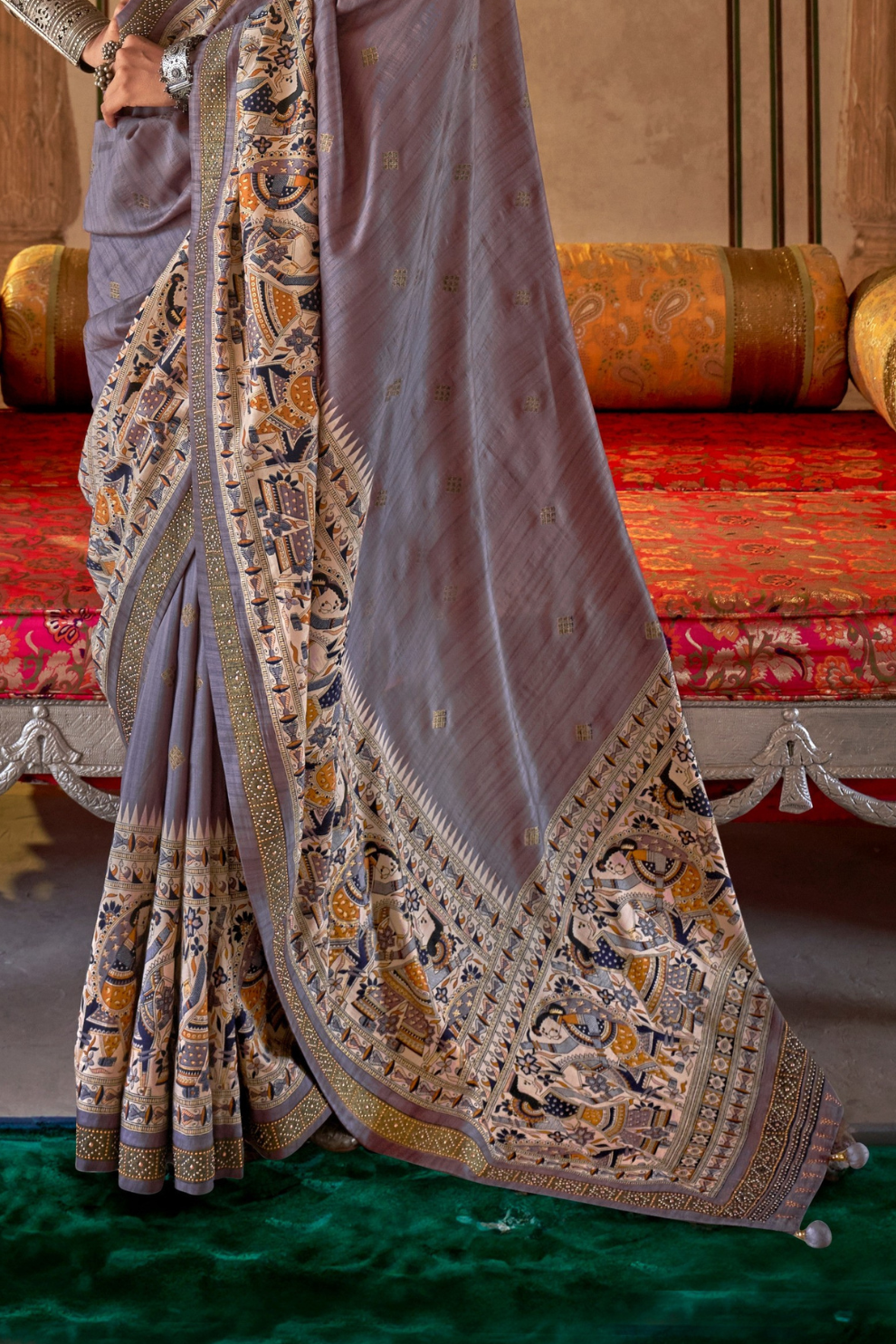 Modern Art-Inspired Digital Print Viscose Silk Saree