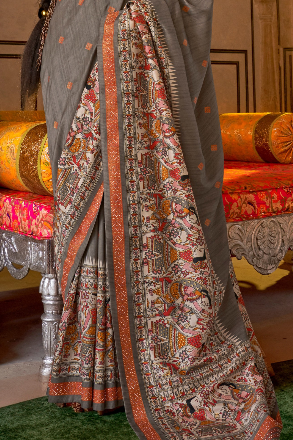 Modern Art-Inspired Digital Print Viscose Silk Saree