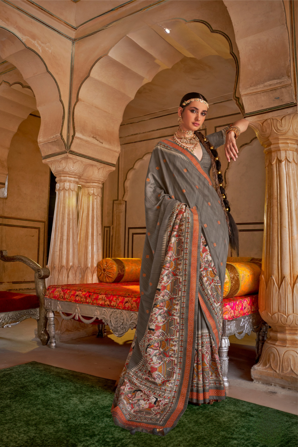 Modern Art-Inspired Digital Print Viscose Silk Saree