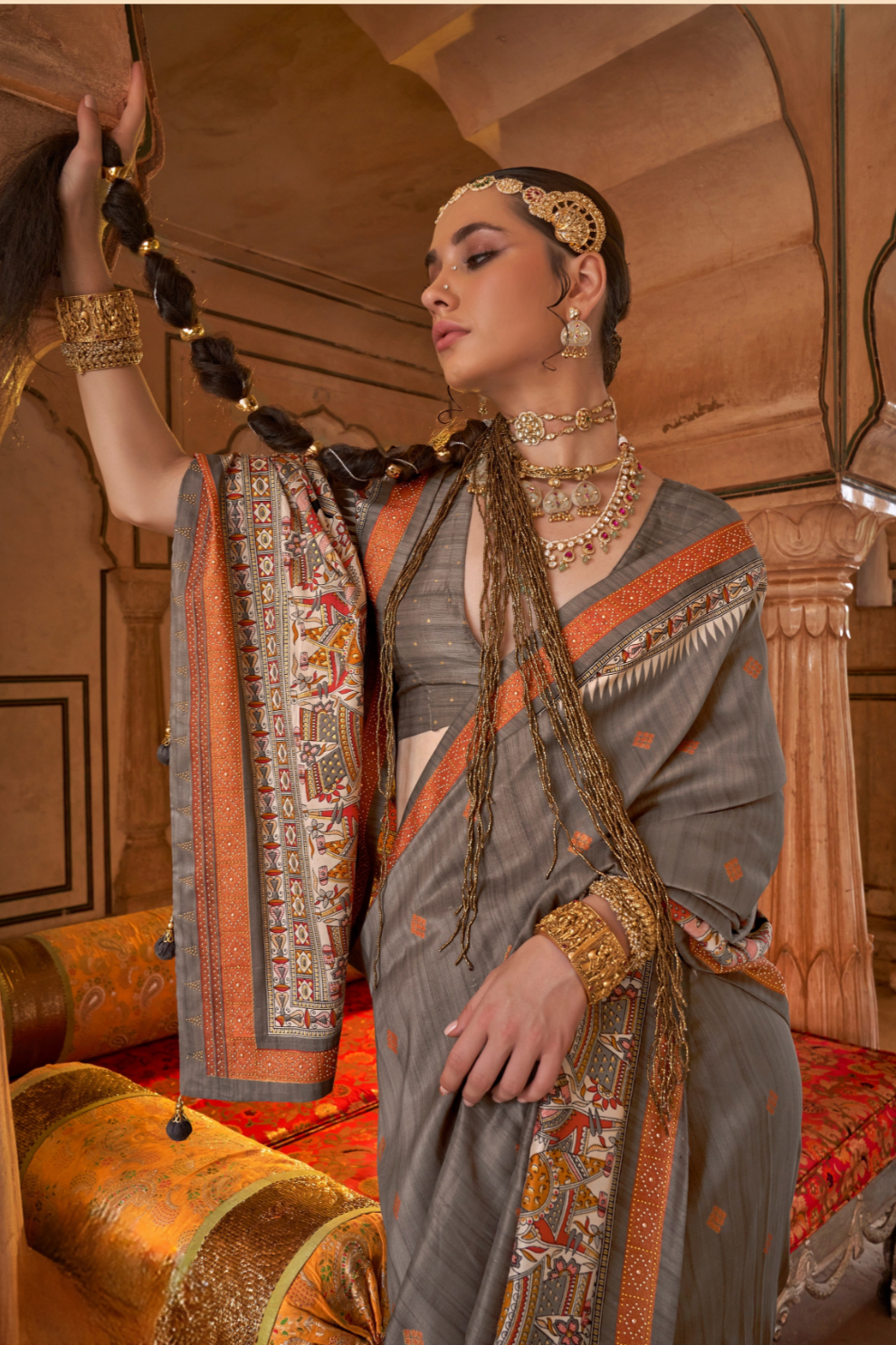Modern Art-Inspired Digital Print Viscose Silk Saree