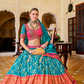 Blue Printed Silk Readymade Lehenga Choli