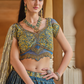 Blue Printed Silk Readymade Lehenga Choli