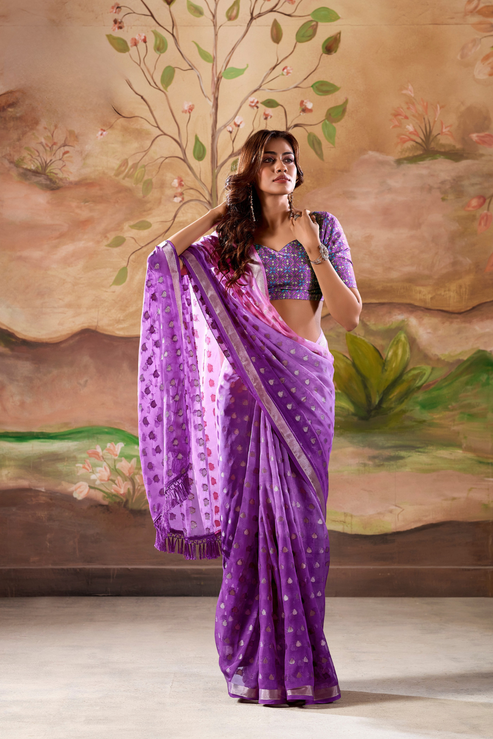Georgette Silk Saree with Handloom Blouse - LaVante Fashion