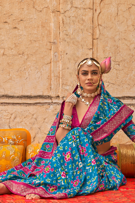 Elegant Art Silk Saree with Traditional Patola Print