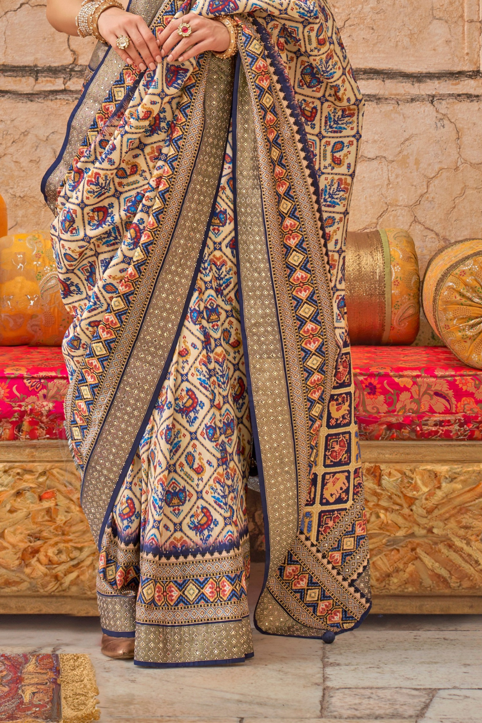 Elegant Art Silk Saree with Traditional Patola Print