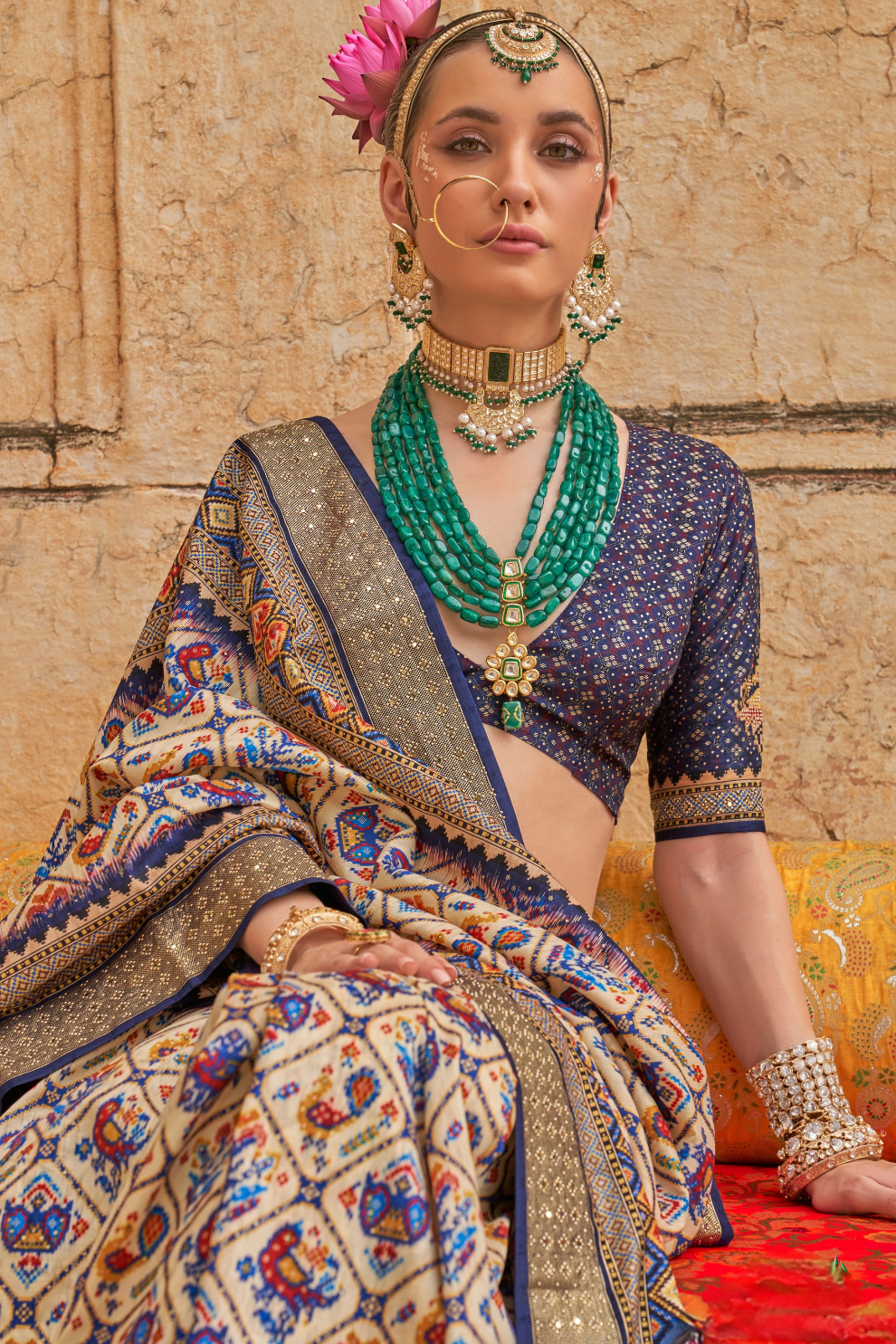 Elegant Art Silk Saree with Traditional Patola Print