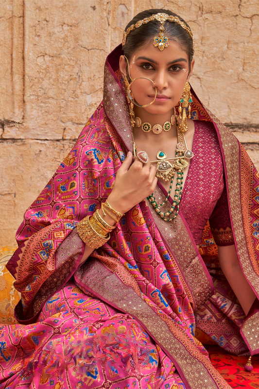 Elegant Art Silk Saree with Traditional Patola Print