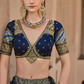 Navy Blue Printed Silk Readymade Lehenga Choli - LaVante Fashion
