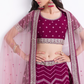 Magenta Silky Georgette Bridal Lehenga With Bandhani Style