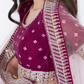 Magenta Silky Georgette Bridal Lehenga With Bandhani Style