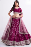 MagentaSilkyGeorgetteSequinsEmbroideredandZarkanWorkLehenga_4 - LaVante Fashion