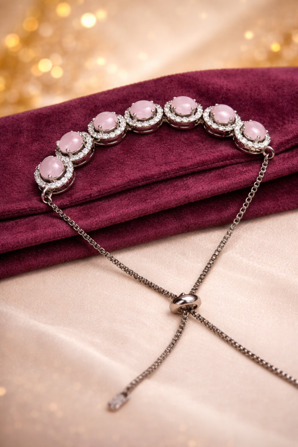 Pink_Crystal_Studded_Adjustable_Bracelet_for_Women - LaVante Fashion