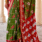 Verdun Green Printed Patola Silk Saree with Zari Border & Tassels on Pallu