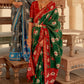 Bottle Green Printed Patola Silk Saree with Zari Border & Tassels on Pallu