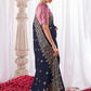 Berry Blue Kora Silk Saree with Meenakari Pallu & Designer Blouse