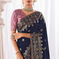 Berry Blue Kora Silk Saree with Meenakari Pallu & Designer Blouse