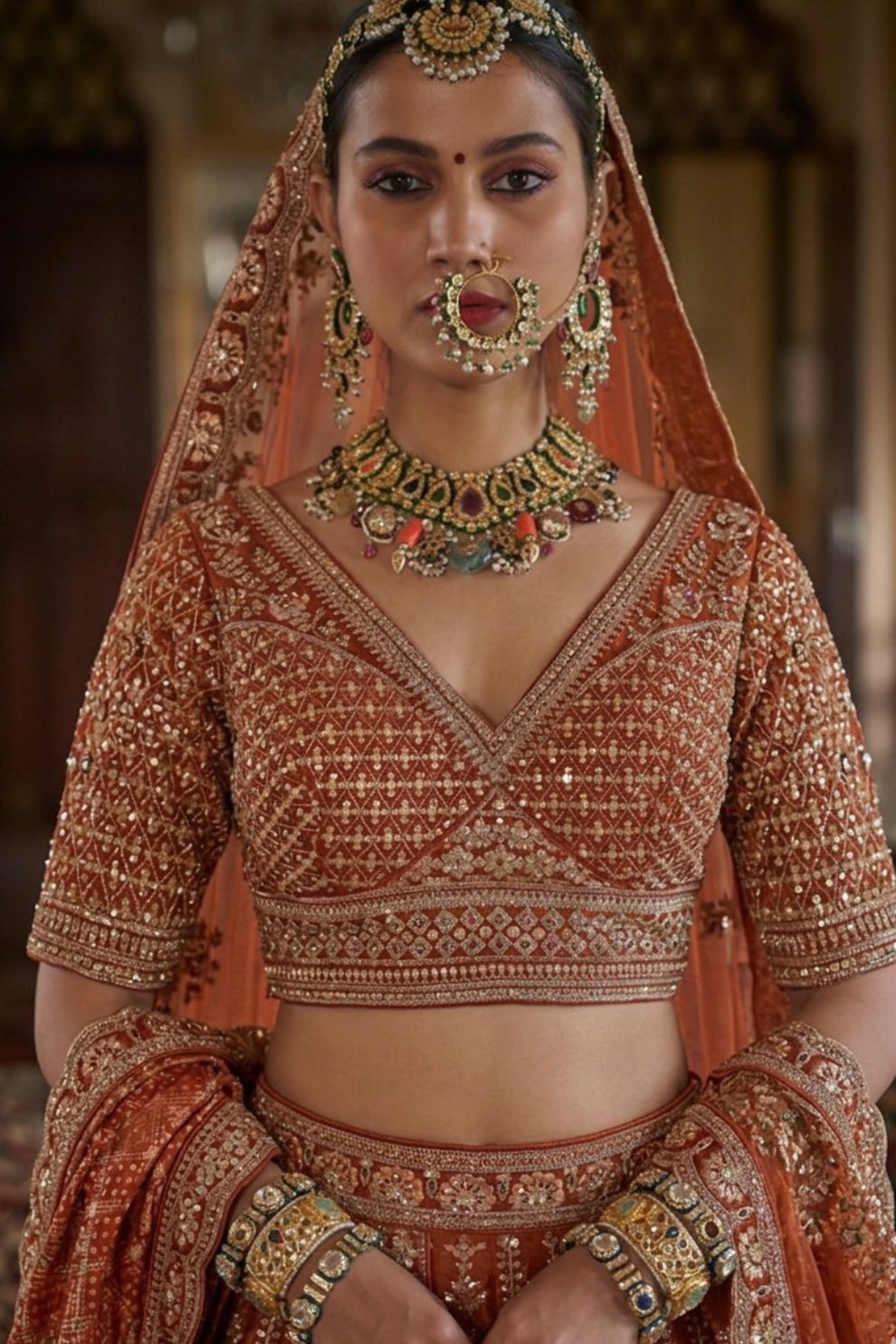 Sabyasachi Inspired Wedding Lehenga with Luxury Bridal Embroidery Work