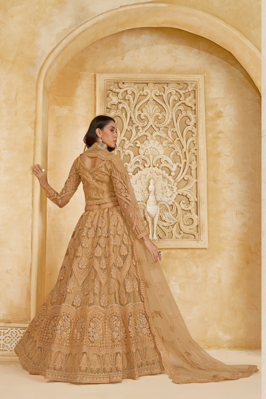 Radiant Brown Designer Lehenga Choli For Weddings