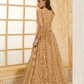 Golden Net Lehenga Choli With Thread Embroidery