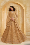 StoneEmbellishedDarkBeigePanelledStyleNetLehenga_2_0f71617c-64f2-4f57-92aa-020fc503974b - LaVante Fashion
