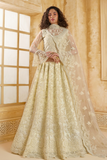 StoneEmbellishedDarkBeigePanelledStyleNetLehenga_30 - LaVante Fashion