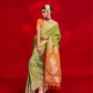 Tussar Silk Handloom Saree with Contrast Ikkat Pallu & Blouse