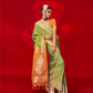Tussar Silk Handloom Saree with Contrast Ikkat Pallu & Blouse