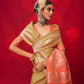 Tussar Silk Handloom Saree with Contrast Ikkat Pallu & Blouse