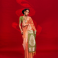 Tussar Silk Handloom Saree with Contrast Ikkat Pallu & Blouse