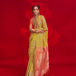 Tussar Silk Handloom Saree with Contrast Ikkat Pallu & Blouse