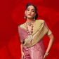 Tussar Silk Handloom Saree with Contrast Ikkat Pallu & Blouse
