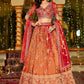 Rust Orange Tissue Lehenga with Bead Work Wedding Wear Lehenga