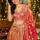 Rust Orange Tissue Lehenga with Bead Work Wedding Wear Lehenga