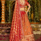 Rust Orange Tissue Lehenga with Bead Work Wedding Wear Lehenga