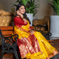 Tissue Silk Elegance Draped in a Striking Contrast Border