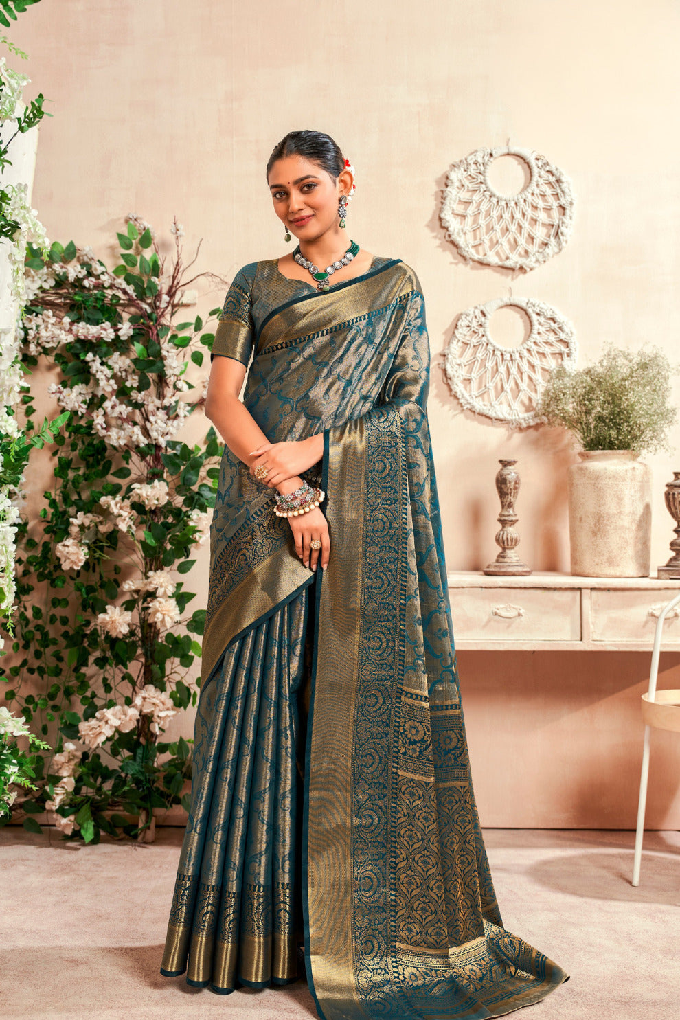 Pure Dharmavaram Silk Saree with Zari Weaving