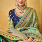 Traditional Blue Grey Woven Banarasi Designer Embroidery Silk Saree