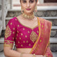 Yellow Pink Zari Work Banarasi Silk Saree for Wedding & Festive Wear Look