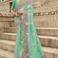 Sea Green Lavender Designer Dola Silk Saree Elegant Party Wear Look
