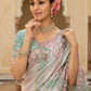 Multicolor Embroidered Jacquard Viscose Silk Saree Elegant Festive Wear