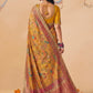 Mustard Yellow Dola Silk Saree with Zari Embroidery Madhubani Prints