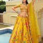 Radiant Yellow Silk Lehenga with Mirror Accents and Scalloped Dupatta
