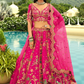 Rani Pink Silk Bridal Lehenga with Peacock Embroidery & Cut-Work Border