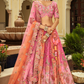 Pastel Pink and Peach Dual-Tone Silk Lehenga with Floral Thread Embroidery
